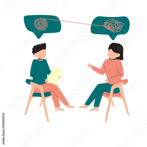 Psychological Therapy Session and Mental Health Counseling Illustration