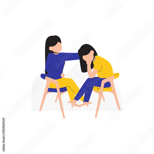Psychological Therapy Session and Mental Health Counseling Illustration
