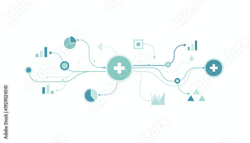 Modern infographic elements with medical plus signs and charts