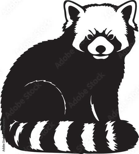 Red Panda in silhouette on white background.