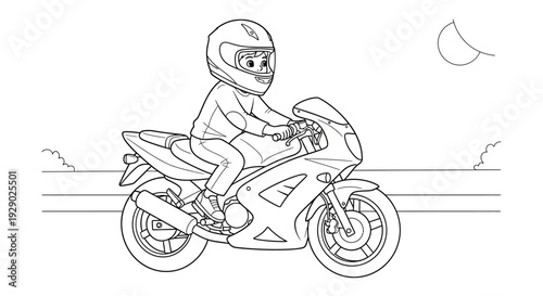 Person Riding Motorcycle Wearing Helmet.