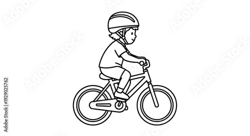 Child Riding a Bicycle Outdoors Freely.