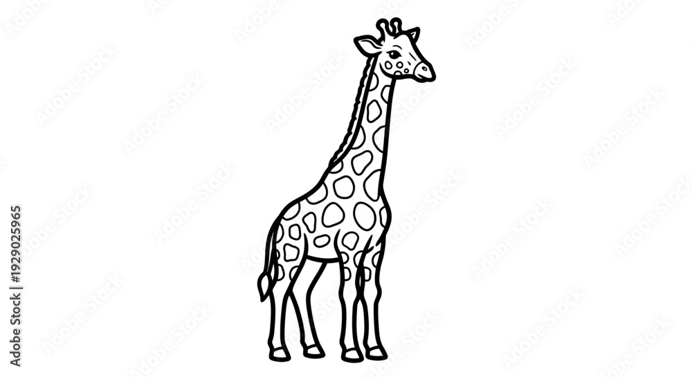 Fototapeta Giraffe standing in a simple pose.