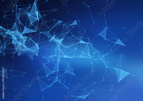 Abstract Blue Technology Network Background with Connecting Dots and Lines