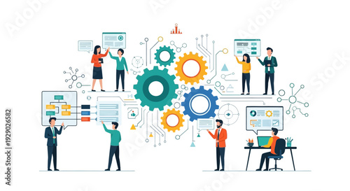 Business people working with technology.