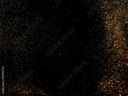 Wallpaper Mural Abstract gold glitter particles sparkling on a black background. Luxury shiny black texture with glowing golden dust wave. Torontodigital.ca