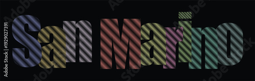 Colorful striped text art spells out a name on a dark background