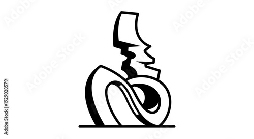 Black and white abstract shape design.