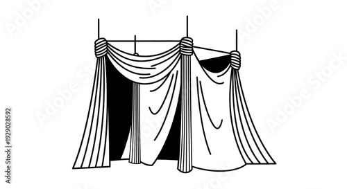 Curtains Hanging on a Rod.