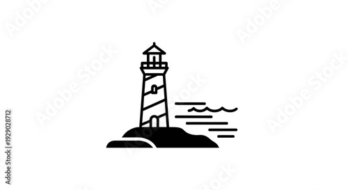 Black and white lighthouse tower structure.