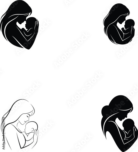 Mother's day heartfelt illustrations of mothers and children