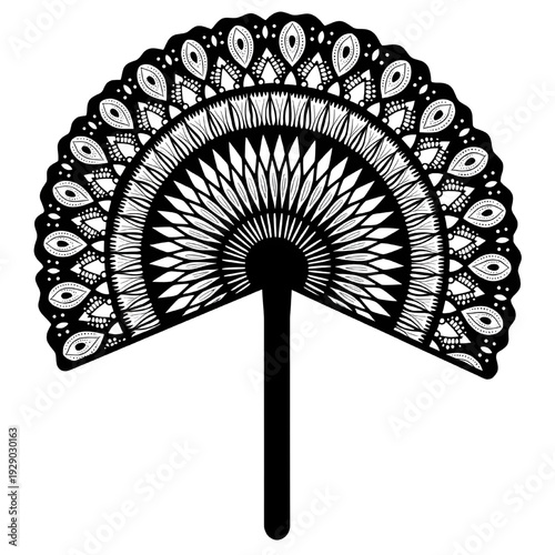 Elegant Fan Design: An exquisite design of a fan unfolds, showcasing intricate patterns and artistic precision. It is an emblem of grace and refinement.