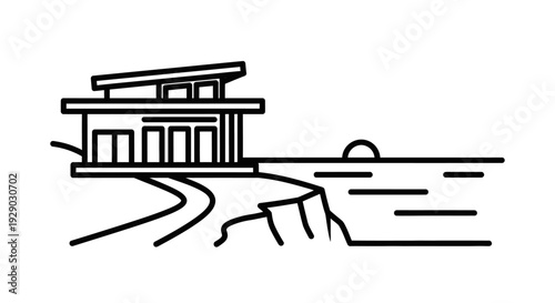 Modern House on Cliffside Ocean View.