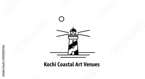 Black and white lighthouse drawing tower.