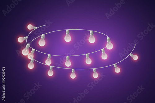 Realistic luminous party garland with pink neon bulbs vector
