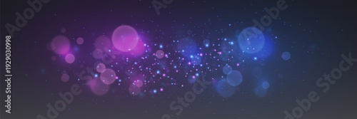 Colorful magic sparkles with bokeh lights isolated on transparent background