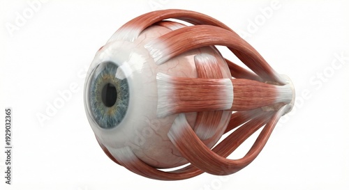 Human eye anatomy 3D model with extraocular muscles