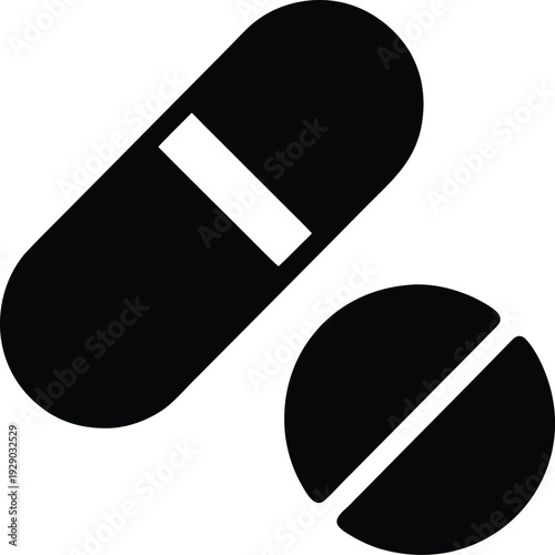 pill-capsule-vertical-silhouette-vector illustration on transparent background