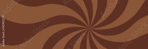 Chocolate Candy Swirl Background, Ice Cream Spiral Pattern. Psychedelic Vortex Graphic Vector. Dark Retro Pop Radial Rays Sun Poster. Funky Abstract Illustration.