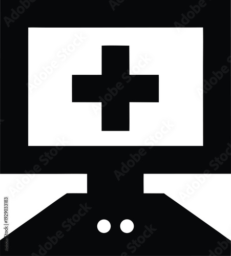 medical-monitor-screen-silhouette-vector illustration on transparent background