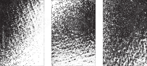 Glitch distorted grungy isolated layers . Design element for brochure, social media, posters, flyers. Overlay texture.Textured banner with Distress effect .Vector halftone dots . Screen print texture