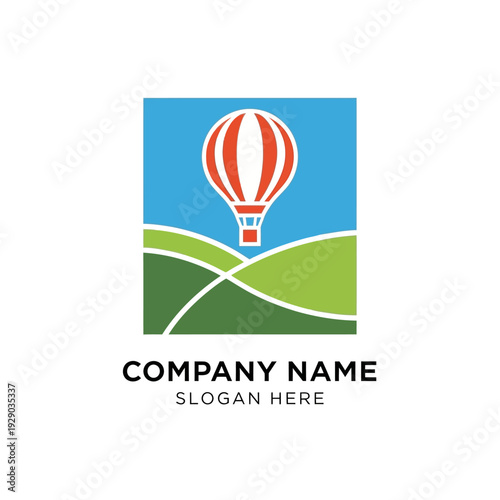 Hot Air Balloon Logo Design Element.