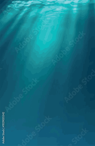 Underwater Sunrays Background - Deep Blue Ocean Water with Bright Sunlight Beams