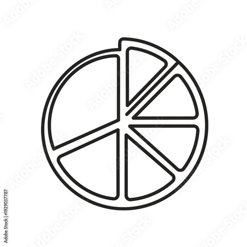 Simple Line Art Illustration of a Citrus Slice.