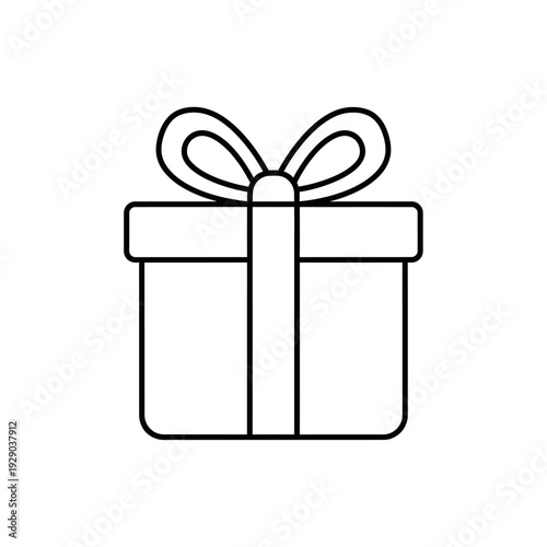 Simple Outline Drawing of a Gift Box with a Bow on Top.