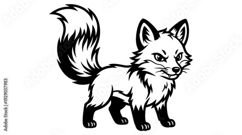 Stylized and bold standing fox vector illustration, a charming and alert character depicted in full body, ideal for branding and mascot designs