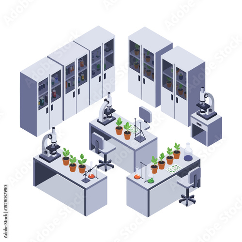 Modern Laboratory Equipment and Research Facilities Illustration.