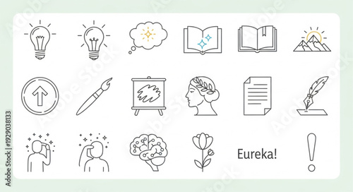 Collection of hand-drawn icons representing ideas and creativity.