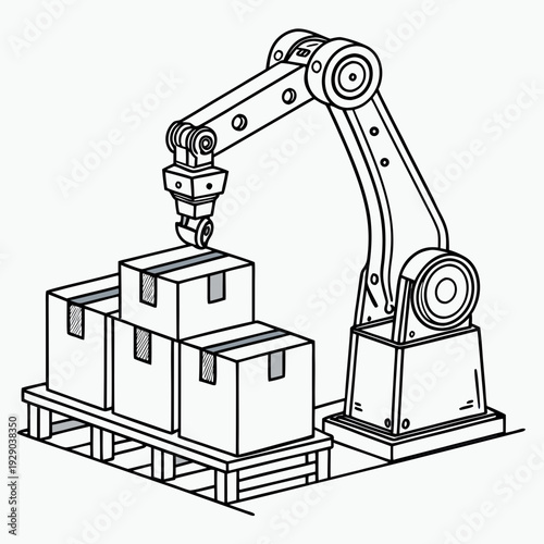 Robotic arm handling industrial shipping containers