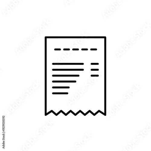Simple Line Icon of a Receipt or Bill Document.