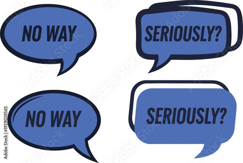 Speech bubbles with expressions of disbelief