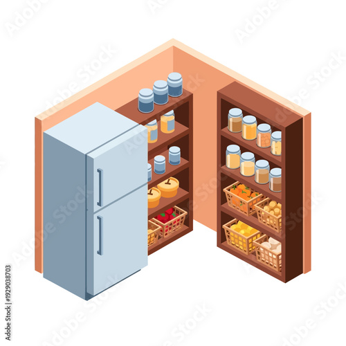 Pantry and Fridge with Food and Supplies.