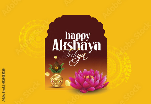 Akshaya Tritiya Gold Jewelry Sale Poster With Lotus and Festive Discount Offer for Shopping