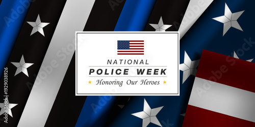 National Police Week. Great for posters, banners, social media and more. Dark blue background.