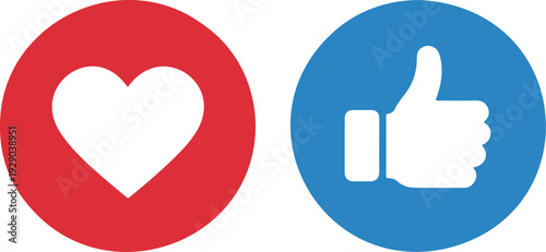 Like and Love Social Media Icons Set Featuring Heart, Thumbs Up, and Reaction Symbols for Digital, Web, App, and Online Platform Designs