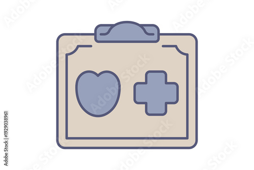 Medical Clipboard Flat Line Health Record Medical clipboard color icon for doctor's checkup forms and medical check-ins