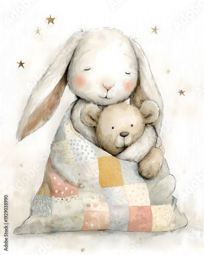 Wallpaper Mural Sleeping Bear on a Cloud with Moon and Stars Torontodigital.ca