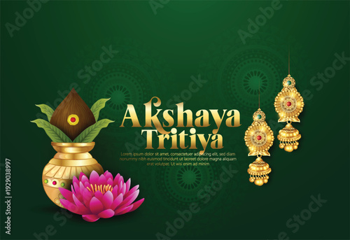 Akshaya Tritiya Gold Jewelry Sale Poster With Lotus and Festive Discount Offer for Shopping