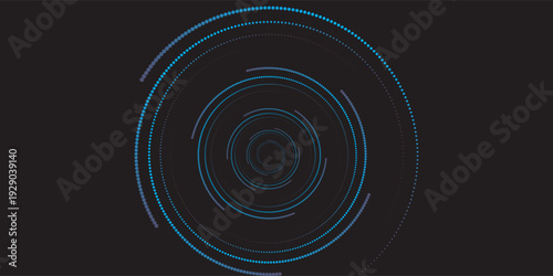 3D red black dynamic techno background on dark space. Tech banner with rotating circles style decoration. Modern graphic design element