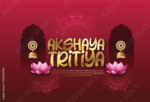 Akshaya Tritiya Gold Jewelry Sale Poster With Lotus and Festive Discount Offer for Shopping