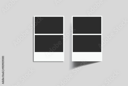 Vector Retro photo booth strips and instant film frames with blank placeholders. Minimalist vintage snapshot mockup templates for photography layouts, scrapbooking, and social media memories.