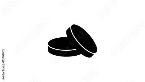 oval Pills tablets, black isolated silhouette