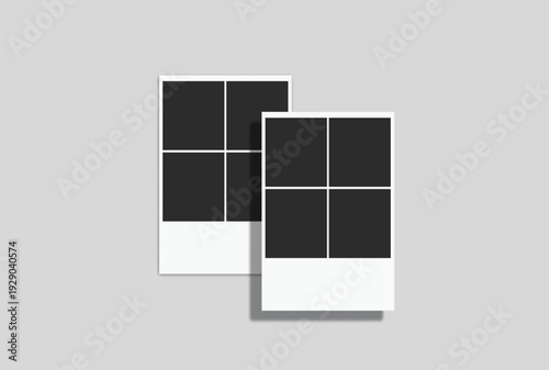 Vector Retro photo booth strips and instant film frames with blank placeholders. Minimalist vintage snapshot mockup templates for photography layouts, scrapbooking, and social media memories.