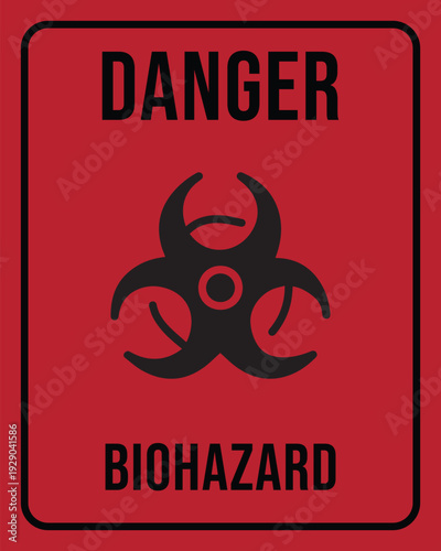 Professional Red Biological Hazard Alert Signal Vector Graphic Asset
