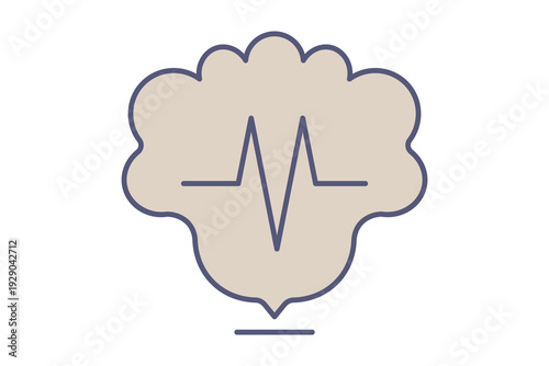 Brain Health Flat Line Neurology Mental Brain pulse color icon for neurotherapy sites and mental health blogs