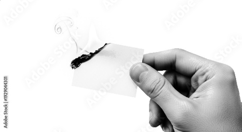 Hand Holding Burning Paper with Halftone Texture Effect